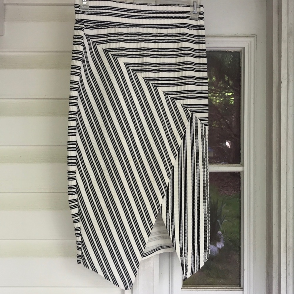 Striped Bandage Asymmetrical Pencil Skirt